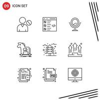 Editable Vector Line Pack of 9 Simple Outlines of autumn trojan development internet cybercrime Editable Vector Design Elements