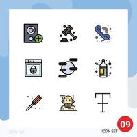 Pictogram Set of 9 Simple Filledline Flat Colors of science shield law password wifi Editable Vector Design Elements