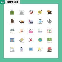 Set of 25 Modern UI Icons Symbols Signs for fence aim service target scissor Editable Vector Design Elements