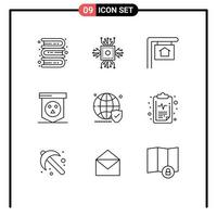 Set of 9 Modern UI Icons Symbols Signs for shield skull technology horror board Editable Vector Design Elements