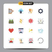 16 Flat Color concept for Websites Mobile and Apps success personal data mind idea Editable Pack of Creative Vector Design Elements