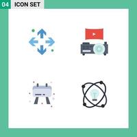 4 Universal Flat Icons Set for Web and Mobile Applications enlarge idea cinema board light Editable Vector Design Elements