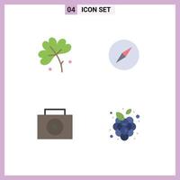 Pack of 4 Modern Flat Icons Signs and Symbols for Web Print Media such as anemone autumn fruits spring flower navigation vine Editable Vector Design Elements