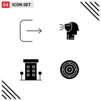 Set of 4 Modern UI Icons Symbols Signs for logout shop front personal shield store Editable Vector Design Elements