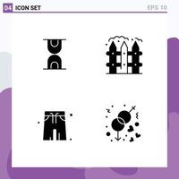 4 Thematic Vector Solid Glyphs and Editable Symbols of glass park farm garden gender Editable Vector Design Elements