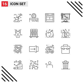 16 Thematic Vector Outlines and Editable Symbols of digital application mirror table ableton web Editable Vector Design Elements