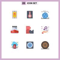 User Interface Pack of 9 Basic Flat Colors of puzzle game education holiday vehicles transport Editable Vector Design Elements