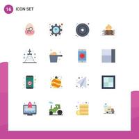Pictogram Set of 16 Simple Flat Colors of network security disk network computer Editable Pack of Creative Vector Design Elements
