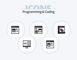 programación y codificación línea lleno icono paquete 5 5 icono diseño. desarrollo. codificación. desarrollo. planificación. desarrollo vector