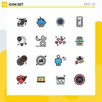 Set of 16 Modern UI Icons Symbols Signs for android smart phone moon phone level Editable Creative Vector Design Elements