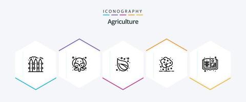 Agriculture 25 Line icon pack including farm. agriculture. leaf. plant. tree vector