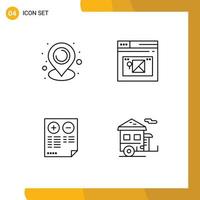 User Interface Pack of 4 Basic Filledline Flat Colors of location document internet website minus Editable Vector Design Elements