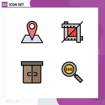 4 4 usuario interfaz línea de relleno plano color paquete de moderno señales y símbolos de contacto mueble alfiler gráfico código editable vector diseño elementos