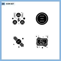 Mobile Interface Solid Glyph Set of 4 Pictograms of building family time cancel interface hand watch Editable Vector Design Elements