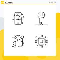 User Interface Pack of 4 Basic Filledline Flat Colors of mobile headphone control device chip Editable Vector Design Elements