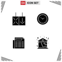 Universal Icon Symbols Group of 4 Modern Solid Glyphs of light document time timmer house Editable Vector Design Elements