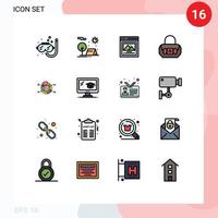 Set of 16 Modern UI Icons Symbols Signs for report pie sun purse bag Editable Creative Vector Design Elements