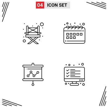 4 Line concept for Websites Mobile and Apps camp presentation schedule calendar checklist Editable Vector Design Elements