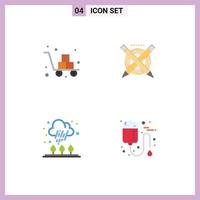 4 User Interface Flat Icon Pack of modern Signs and Symbols of box autumn fragile education rain Editable Vector Design Elements