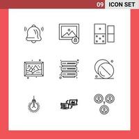 Group of 9 Modern Outlines Set for health security dominoes server hobby Editable Vector Design Elements