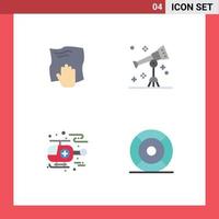 Pictogram Set of 4 Simple Flat Icons of cleaning ambulance rub science hospital Editable Vector Design Elements