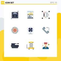 9 User Interface Flat Color Pack of modern Signs and Symbols of structure company pencil business setting Editable Vector Design Elements