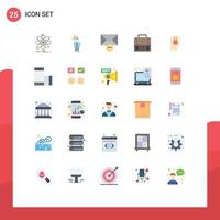 Mobile Interface Flat Color Set of 25 Pictograms of lock medical decision first aid message Editable Vector Design Elements