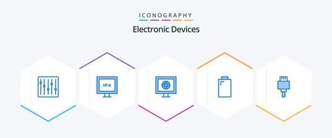Devices 25 Blue icon pack including . electronic. news. devices. power vector