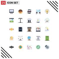 Modern Set of 25 Flat Colors and symbols such as disco light floodlight food flashlight rating Editable Vector Design Elements