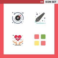 4 Universal Flat Icons Set for Web and Mobile Applications stopwatch calc back to school cardiogram education Editable Vector Design Elements