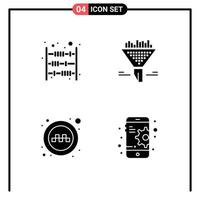 4 Universal Solid Glyph Signs Symbols of counter public money data signs Editable Vector Design Elements