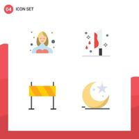 Set of 4 Vector Flat Icons on Grid for avatar murder profile halloween buildings Editable Vector Design Elements