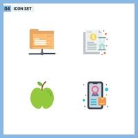 4 Universal Flat Icons Set for Web and Mobile Applications data apple storage invoice school Editable Vector Design Elements