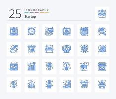 Startup 25 Blue Color icon pack including chart. ppc. images. per. click vector