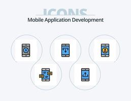 Mobile Application Development Line Filled Icon Pack 5 Icon Design. mobile application. application. application. mobile application. favorite mobile vector