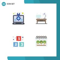 4 User Interface Flat Icon Pack of modern Signs and Symbols of creative abc setting living preschool Editable Vector Design Elements