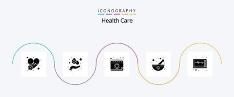 Health Care Glyph 5 Icon Pack Including medical equipment. pharmacy. agenda. medicine bowl. mespital vector