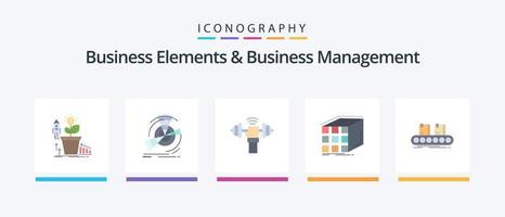 Business Elements And Business Managment Flat 5 Icon Pack Including cube. abstract. point. sport. lifting. Creative Icons Design vector