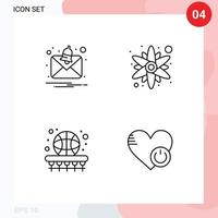 Set of 4 Modern UI Icons Symbols Signs for alert game rose ball shutdown Editable Vector Design Elements