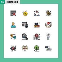 Universal Icon Symbols Group of 16 Modern Flat Color Filled Lines of face avatar web research money Editable Creative Vector Design Elements