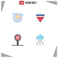 Mobile Interface Flat Icon Set of 4 Pictograms of earth board planet eject journey Editable Vector Design Elements