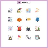 16 Flat Color concept for Websites Mobile and Apps data currency film money hand Editable Pack of Creative Vector Design Elements