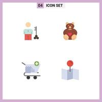 Universal Icon Symbols Group of 4 Modern Flat Icons of solution loving man security cart Editable Vector Design Elements