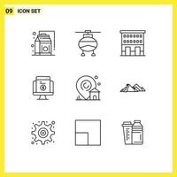 Modern Set of 9 Outlines and symbols such as website shopping buildings online shops Editable Vector Design Elements