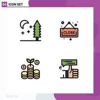 Set of 4 Modern UI Icons Symbols Signs for nature finger close business like Editable Vector Design Elements