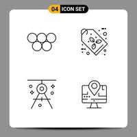 4 Line concept for Websites Mobile and Apps ancient compass olympic games label drafting Editable Vector Design Elements