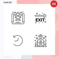 paquete de 4 4 moderno línea de relleno plano colores señales y símbolos para web impresión medios de comunicación tal como logro actualizar salida navegación Iglesia editable vector diseño elementos