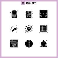 Universal Icon Symbols Group of 9 Modern Solid Glyphs of construction marketing boom box ad up Editable Vector Design Elements