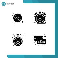 Pictogram Set of Simple Solid Glyphs of arrow stopwatch up left limited timer Editable Vector Design Elements