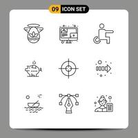 9 Universal Outline Signs Symbols of aim safe disabled piggy piggybank Editable Vector Design Elements